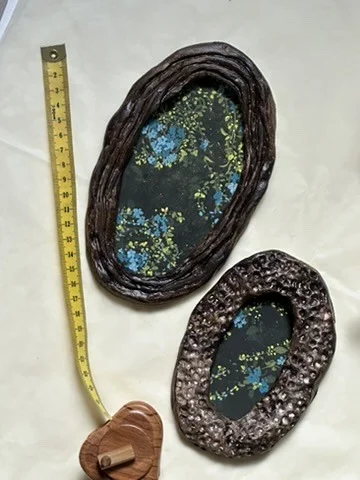 Wildflowers, a pair. Gouache on paper · Hand-carved frame, artist's own