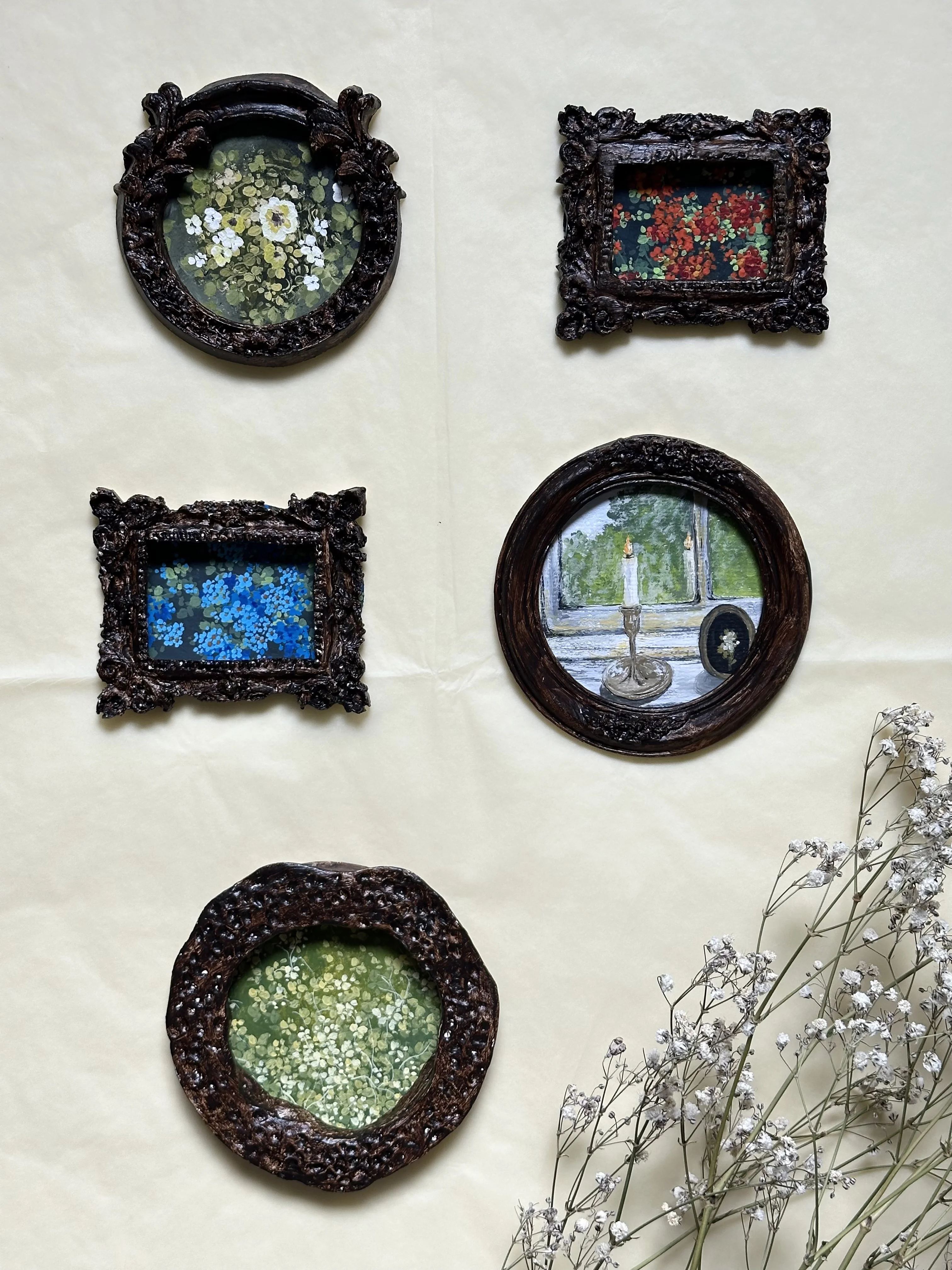 Miniature Collection. Gouache on paper  ·  Handmade ceramic frames